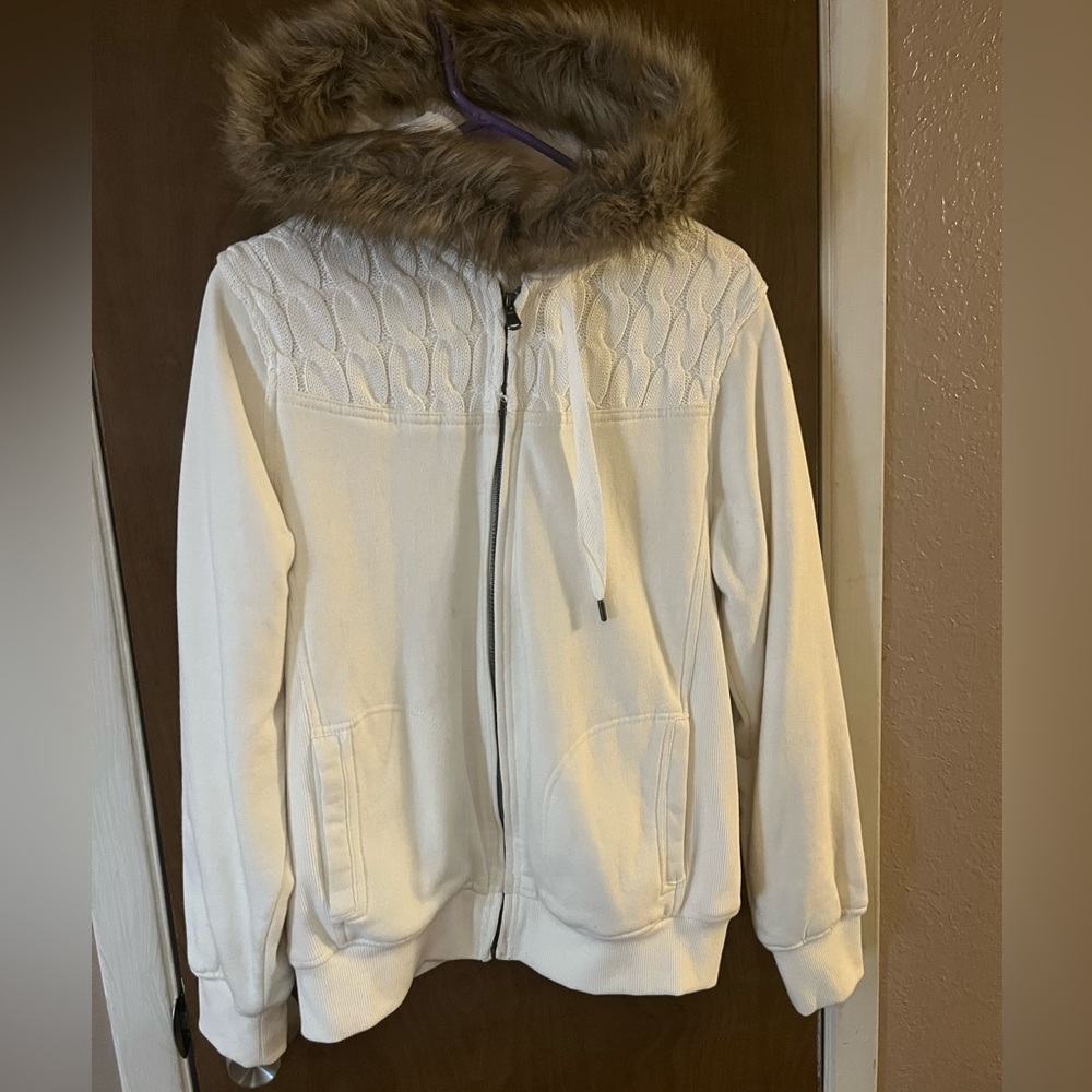 Faux Fur Lined Sweater Jacket